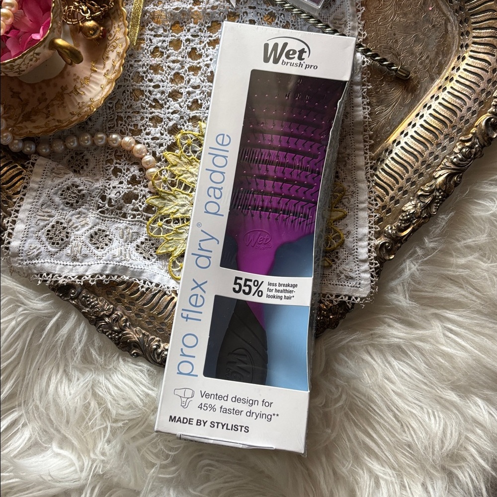 Brand New Package WetBrush Pro Flex Dry Paddle Brush Purple Black NWT Detangle